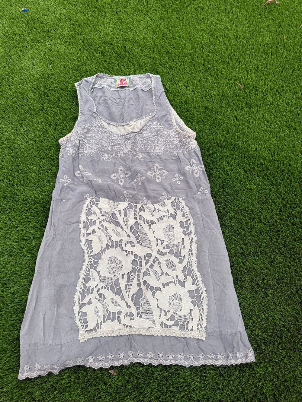 Johnny Was Gray Embroidered Lace Tunic Dress